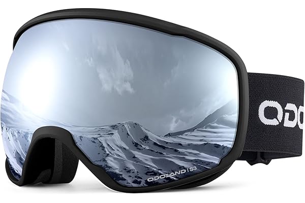 Odoland Lunettes de Ski Masque de Snowboard pour Homme & Femme Anti-UV400, Anti-Buée, Coupe-Vent, Lunettes de Protection avec Grande Lentille OTG Sphérique