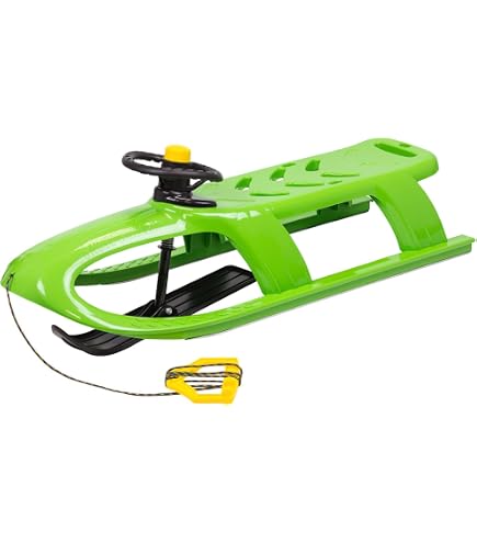 Luge Enfant POWERSHOT Avec Volant Et Freins - Design Futuriste, Corde De Tirage - Pour Neige