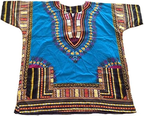 Impero Romano Shirts Handmade African Traditional Mexican Dashiki Kaftan Shirts for HIM (Light Blue)