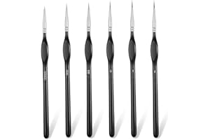 SHANBYE Ensemble de 6 Pinceaux à Détails Fins pour Peinture Acrylique, Huile, Aquarelle et Nail Art - Mini Pinceaux de Peinture