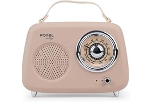 Roxel RFM01 Retro FM Radio Party speaker – Timeless Design, Superior Sound, FM Radio, MP3 Playback & Wireless BT Streaming, Perfect as a Gift (Cream)