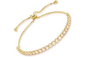 LIHELEI Bracciale Tennis Donna, Bracciale Argento 925 con Zircone Bracciale Regolabile Regali per Amica, fidanzata, Mamma, Ragazza - Oro/Argento/Oro Rosa