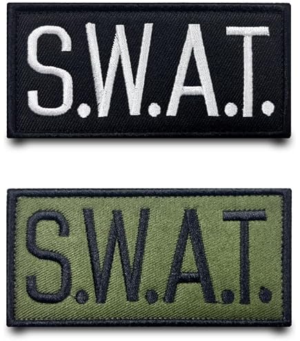 Patch Tactique SWAT Blue Line – 25,2 X 10 Cm – Brodé – Crochet Velcro – Pour Forces De L’Ordre Et Airsoft