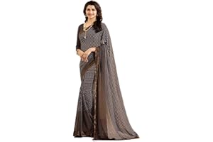 MAHEK Indische Damen-Georgette, Blumendruck, Saree mit Bordüre und Bluse
