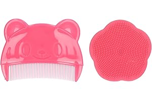 Luqeeg Bürste und Kamm für Milchschorf, Baby Bad Silikonbürste, Sanfter Sensorischer Schrubber Baby Haarkamm mit Weichen Silikonborsten Hilft Bei der Sanften Massage der Kopfhaut, Unverzichtbare(Rot)