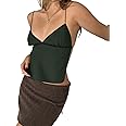 Women Backless Halter Crop Top Y2k Cowl Neck Sleeveless Ruched Camisole Tank Top Fairy Grunge Vintage Mini Vest Summer Clubwear