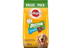 Pedigree Biscrok Biscuits (Above 4 Months) Dog Treats, Chicken Flavour, 900 g, Source of Calcium, Goodness of 15% Protein