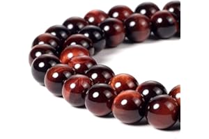 LIFAVOVY Genuine Red Tiger Eye Beads for Jewelry Making Gemstone Semi Precious Stone Round 12mm Strand 15"(31-32pcs)