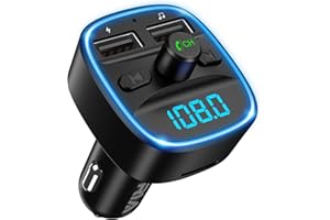 ORIA Bluetooth FM Transmitter for Car, Car Adapter Wireless In-Car Radio Adapter Music Player with Dual USB Charging, Hands-Free Calling, Car Charger Supports TF Card and USB Disk