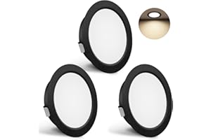 YindaLux Pack de 3 Downlight LED Empotrable 230V 3W 4000K Blanco Natural, 15mm Extraplano Focos Interior 300LM Ф55-58mm, IP44 Ojos de Buey para Baño, Negro