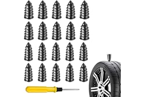 AAED 20 Piezas Clavo De Goma con Destornillador,Kit De Reparación De Neumáticos De Coche,Clavo De Reparación De Neumáticos Al Vacío,para Motocicletas Camiones Bicicletas