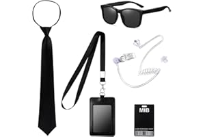 FUKPO Kit Securite Men in Black Accessoires Deguisement, Costume Mib Agent Secret Sécurité Homme Femme Adulte Enfant Cosplay Déguisement
