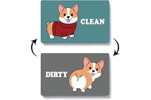 ZAKSEM Funny Cute Animal Dog Butt Clean Dirty Dishwasher Magnet, Double Sided Strong Kitchen Flip Indicator, Green and Gray Reversible Dish Washer Sign