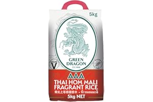 Green Dragon Thai Fragrant Jasmine Rice 5KG | Thai Hom Mali | AAA | Premium Rice | White Rice | Chinese Ingredients | Chinese Asian Cooking | 5KG
