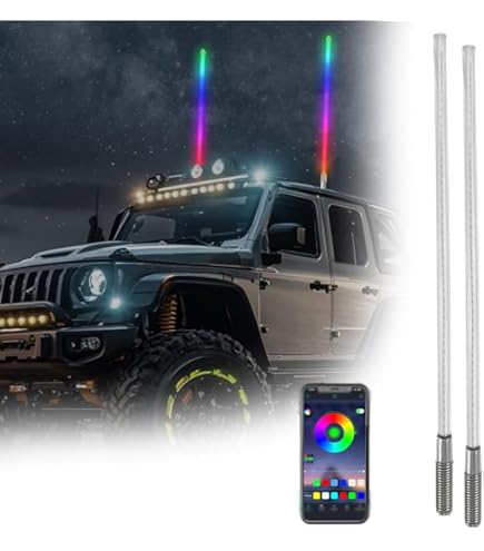 Ehaho 5FT Whip Lights With Spring Base, LED Whip Light With App & Remote Control, Spiral