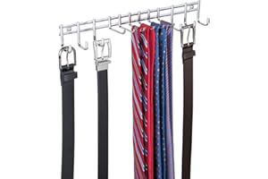 mDesign Useful Wall Mounted Rail - Practical Wall Organiser for Towels, Bags and Accessories - Ideal Space Saving Clothes Rack - Chrome