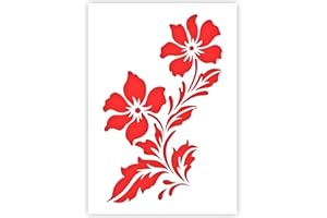 QBIX Stencil a fiori, stencil a forma di fiori selvatici, stencil a due fiori, formato A5, stencil fai da te riutilizzabile per bambini, per pittura, pasticceria, artigianato, parete, mobili