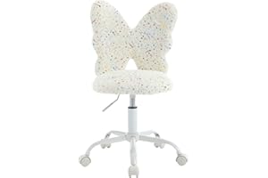 WAHSON OFFICE CHAIRS Wahson Fotel biurkowy dla dzieci, ze sztucznego futra, krzesło obrotowe z oparciem, krzesło komputerowe, z regulacją wysokości, dla dziewcząt, chłopców, białe