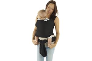 JUICY BUMBLES Baby Sling | Baby Wrap Carrier | Newborn to 35 lbs Infant with 3 Carrying Positions | 95% Cotton 5% Spandex - Black