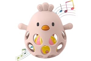 Felly Juguete Montessori para Bebés 0-6 meses, Juguete la Dentición del Bebé, Blandito y de Fácil Agarre, Desarrollo del Bebé - Con Campana Pequeña -Regalo de Nacimiento(Rosa)