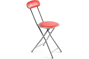 THE SECRET HOME - Pack de 1, 2, 4 y 6 Sillas Plegables de Cocina - Alto. 74 cm x Diámetro. Ø30 cm - Asiento Auxiliar para el Hogar (1, Rojo, Al. 74 cm x D. Ø30 cm)