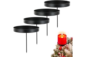 ‎SZIQIQI Sziqiqi Kerzenhalter Adventskranz 4er Set, Metall Kerzenständer 4 Kerzen, Kerzenteller zum Stecken Stumpenkerzen Kerzenleuchter Adventskranz Weihnachten Dekoration Kreative, Schwarz