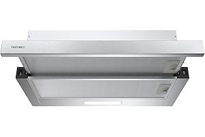 Hermitlux Dunstabzugshaube 60cm, Flachschirmhaube Abluft/Umluft mit Aktivkohlefilter, 360 m³/h Luftstrom, LED-Beleuchtung, 65dB