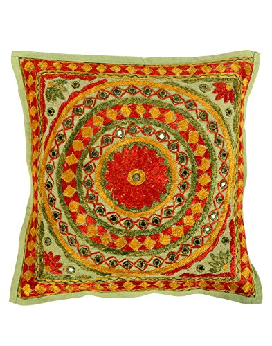 Deko blumen Baumwolle Kissenbezug spiegel Bunt Indisch Set 5 pillow case Traditional 40×40 Sofakissen Wohnzimmer Pillowcases Cushion Cover By Rajrang - 4