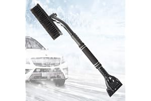 KAYRUK Grattoir Voiture et Brosse à Neige 27" avec Mât Rétractable en Aluminium, 2 en 1 Brosse à Neige Voiture Ajustables avec Poignée en Mousse pour Pare-Brise SUV/Truck/Véhicule (Noir)