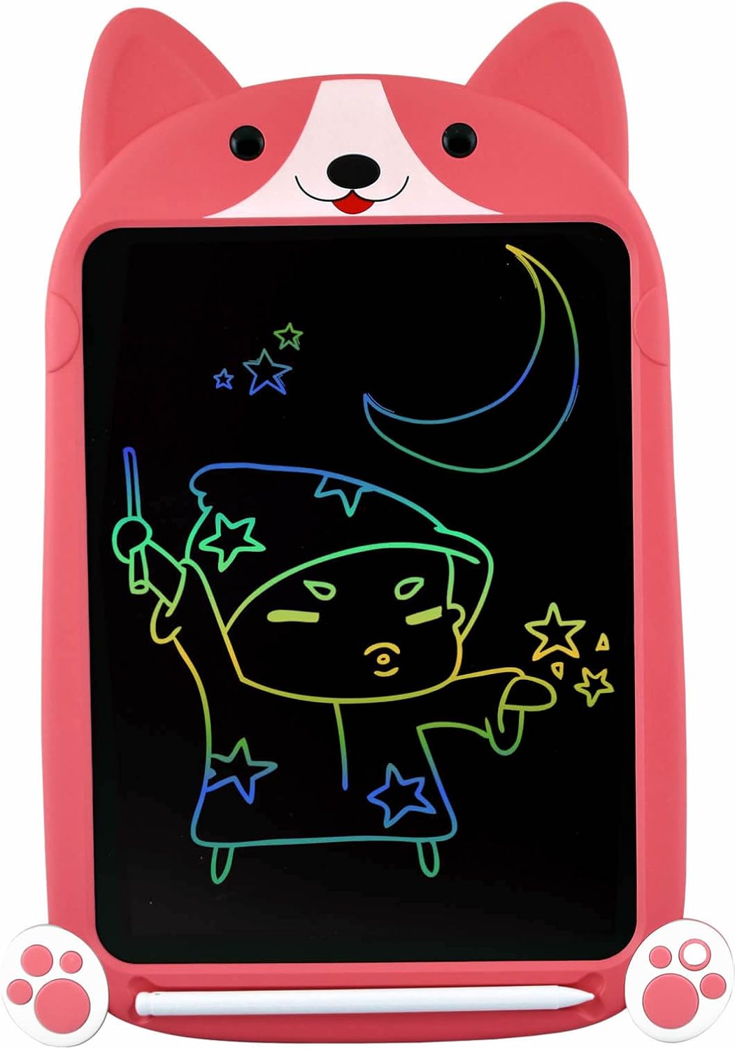 PUPPY LCD Writing Tablet, Large 10 Inch, Colorful Screen, Erasable Electronic Digital Drawing Pad Doodle Board With Stylus Pen, Gift for Kids Adults Home School Office (Pink)