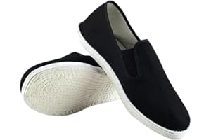 HUMINGG Kung fu shoes Cotton Sole Mens Kung Fu Closed Toe Slip On Shoes Black Cotton Shoes Vintage Chinese Kung Fu Shoes Wing Chun Tai Chi (Color : Black, Size : 43)