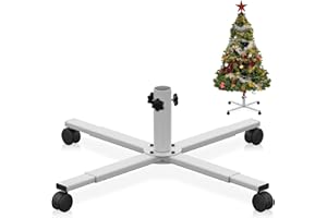 tonhui Christbaumständer für künstlichen Baum, Ersatz-Weihnachtsbaumständer mit Universalrad für 2,2 m bis 2,8 m künstliche Bäume, tannenbaumständer passend für Baum 2cm–3,5 cm Stange, Weiß