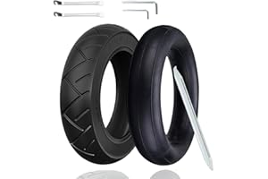 ‎OUXI OUXI 10 Inch Tyres E Scooter with Tube 10 x 2.125 0° Valve Angle Non-Slip Outdoor and Indoor Tyres for Electric Scooter Electric Scooter Rubber Tyre with 3 Mounting Tools