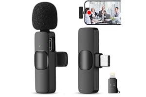 XIEANDKONG Micro Cravate sans Fil pour iPhone, iPad, USB C Portable Microphone Cravate Micro sans Fil Plug-Play pour Enregistrement, Streaming en Direct, Youtube, TikTok, Facebook (1pcs, Black)