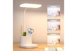 YOUKOYI Lámpara Escritorio, 60 LED Flexo con Luz Nocturna, 3 Modos Lampara LED Escritorio Regulable con Cuello de Cisne de 360°, Cuidado Ocular Luz Escritorio Estudio Oficina Lectura