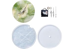 PLMMPERATION Clock Resin Molds, Large Clock Mold Kit for Epoxy Resin, DIY Handmade Art Making Resin Molds Silicone Wall Hanging Ornaments Home Decor (R1+R2)
