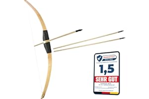 ‎ORA-TEC Bambus Bogenschießen Set 1x 1m langer Bambusbogen Holzbogen Langbogen mit Zubehör für Kinder ab 6 Jahre und Jugendliche - Indoor Outdoor Spielzeug Jugendbogen Standard Bogen-Set