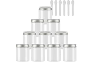 TIANZD 12 Pièces Vides Petit 80 ml Transparent Cosmétique Pot en Plastique avec Couvercle Argent 80 g Pots de Cosmétique Crème de Bouteille Contenant avec 6x Spatules