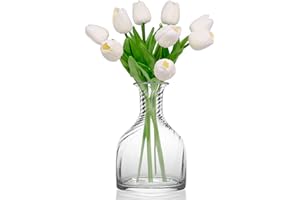 Mudoulu 10 Piezas Tulipanes Artificiales Blancos, Flores Realistas de PU para Decoración del Hogar, Ramos de Boda y Centros de Mesa Elegantes