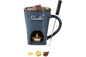 Chokladfondue-kopp, fondue-kopp med gaffel smältkruka för julkakor, mångsidig chokladfondue-set för ost, choklad, smör och karamell, present till mamma