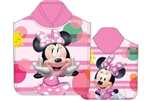 Various Poncho - Toalla Infantil con Capucha de niño y niña Licencia Oficial Disney (Minnie Mouse)