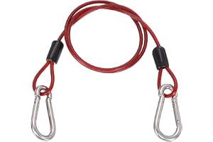 PATIKIL 0,5 m säkerhetsstålkabel med snäppkrok dubbel ögla, klar röd | PVC-belagd, flexibelt vajer, säkerhetskedja för cykellås, för utomhusbruk, resor, bagage