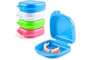 LEUUD 4x Boîte Appareils Dentaires, Boite de Rangement pour Gouttiere Dentaire Adulte Enfant, Etui pour Appareils Orthodontiques, Prothèses Dentaires, Appareils Dentaires Sportifs, 8cm - 4 Couleurs