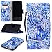 Produktbild FNBK Huawei P20 Pro Hülle Leder Lanyard Blaue Windspiele Flip Schutzhülle Silikon BackCover Flip Cover Wallet Bookstyle Handyhülle Tasche Stand Kartenfächer Ledertasche