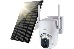 Xega Caméra de sécurité Solaire extérieure sans Fil, caméra de vidéosurveillance PTZ 2K Caméra de Surveillance Wi-FI Vision Nocturne Couleur PIR Détection Humaine Audio bidirectionnel