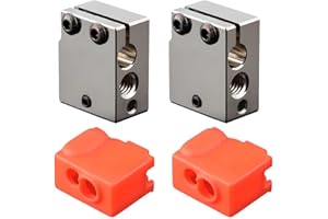 ZIZISHU Super Print Blocco Riscaldatore Volcano,High Temperature PT100 Copper alloys with Silicone Sock for FLSUN SR,Volcano Hotend,PT100 Cartridge Sensor DDB,Titan Dual Driver Extruder.(2PCS)