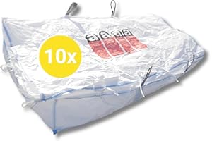 dm-folien Plattensack Asbest 320x125x30cm I 10 Stück I SWL 1.500 kg I Asbest Sack mit 4 Hebenschlaufen I Big Bags für Asbest I Big Bags Säcke mit Schürze I stabil & beschichtet