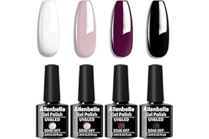 Allenbelle UV Nail Polish Set 4 Colours, Gel Nail Polish Gift Set, Shellac Set UV Gel Nail Art, Soak Off UV LED Gel Nail Polish (CS-001)
