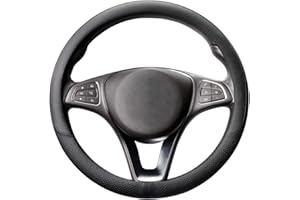 COFIT Funda Volante Coche Universal Protector Volante Transpirable y Antideslizante Cubre Microfibra Cuero M 37-38cm Negro