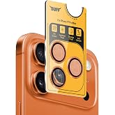 BUFF LABS iPhone 17 Pro Max ile Uyumlu Metal 9H Kamera Lens Koruyucu (Turuncu)